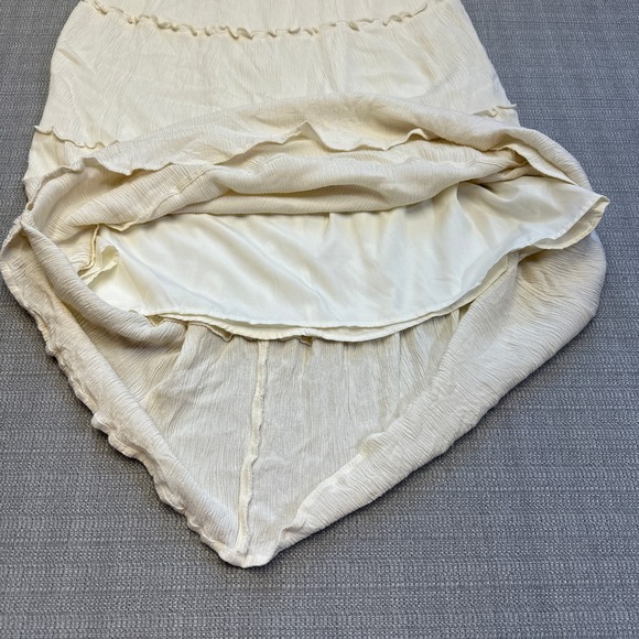 Hollister Tiered Maxi Skirt Medium Cream Ruffle Boho Cottagecore Coastal‎ Lined - Picture 4 of 9